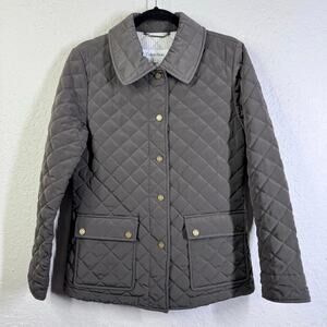 CALVIN KLEIN Jacket Coat XS Oversized Barn Chore Quilted Dark Green Snap Closure